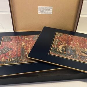 Vintage Lady Clare Medieval Tapestry Lady Unicorn Placemats Set Of 2 England EUC